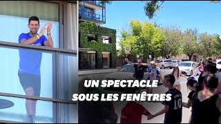 Les fans de Djokovic font le show sous son balcon pendant sa quarantaine [upl. by Naols]