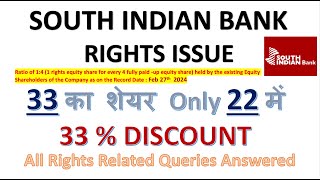 SOUTHBANK Rights Issue  14 Rights South Indian Bank  All Righst related queries answered [upl. by Anaeel527]