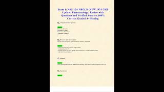 EXAM 1 NSG 124 NSG124 NEW 2024 2025 UPDATE PHARMACOLOGY REVIEW WITH QUESTIONS AND VERIFIED ANSWERS 1 [upl. by Otsedom887]