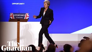 Theresa May dances on to the stage at the Tory party conference [upl. by Luht]