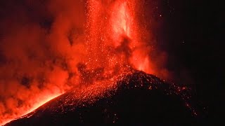 Mount Etna Volcano Eruption Update 1 Kilometer High Lava Fountains Pyroclastic Flows [upl. by Lleroj867]