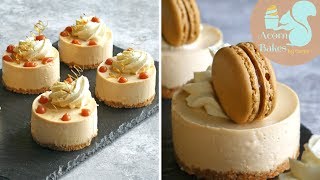 MINI SALTED CARAMEL CHEESECAKES 2x Designs amp SPUN SUGAR TUTORIAL  Acorn Bakes [upl. by Myrta]