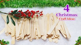 4 Economical Christmas Decoration ideas with Popsicle stick DIY low Budget Christmas craft idea🎄126 [upl. by Notyrb]