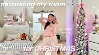 CHRISTMAS ROOM MAKEOVER 🩰❄️ decor shopping haul decorate wme  room tour [upl. by Rudelson]