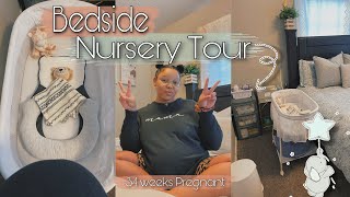 Bedside Nursery Tour 2022 🧸  34 weeks Pregnant preparing for babyboy💙 Minimal Mama ￼ [upl. by Naujed294]