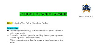 How to Secure Foreign scholarship  School of Scholarship  Basic Guidelines [upl. by Ayoted]