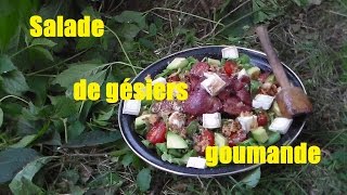 Salade de gésiers gourmande  cuisine de plein air Wild Cooking [upl. by Arfihs]