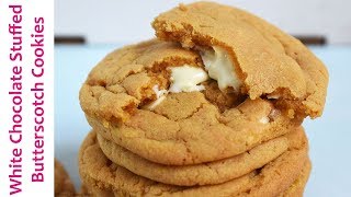 White Chocolate Filled Butterscotch Cookies  RECIPE [upl. by Corkhill]