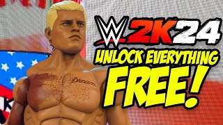 HOW TO UNLOCK EVERYTHING FOR FREE IN WWE 2K24 [upl. by Arikal]