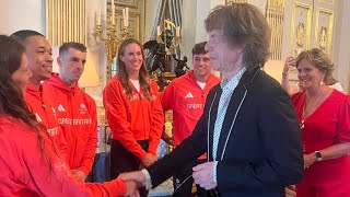 Mick Jagger Meets British Olympians in Paris on 72524 [upl. by Aerdnek636]