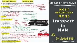 Most Important MCQS on Transport in MAN  MDCAT  NUMS  NEET  PPSC [upl. by Nimzaj456]