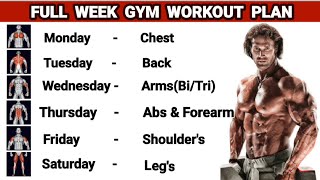 Full Week Gym Workout Plan  Perfect Plan for Best Results  Symmetrical Development [upl. by Skeie404]