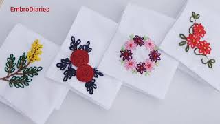 EASY HANDKERCHIEF HAND EMBROIDERY FOR BEGINNERS [upl. by Enomar]