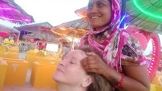 American Tourist Getting Head Massage at Goa Beach [upl. by Leopoldeen]