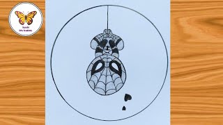 Spiderman drawing Easy drawing ideas in circle karabiartsacademy6921 [upl. by Nnair]