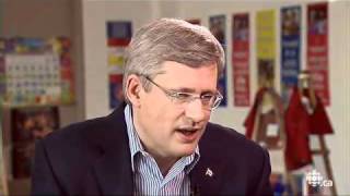 Téléjournal  Lentrevue avec Stephen Harper [upl. by Lorsung922]