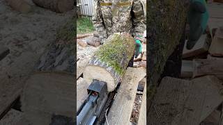 🔊ASMR wood splitting 🦾POWERFUL machine for splitting logs🪵 woodworking [upl. by Kimon]