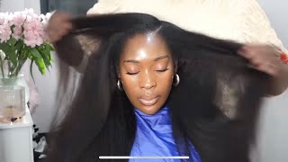 DETAILED SIDE PART KINKY STRAIGHT SEW IN Look amp Learn for free🧵🪡protectivestyles [upl. by Chambers]