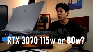 MSI GP66 RTX 3070 Review 115w vs 80w [upl. by Ahsenit198]