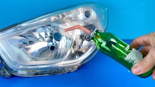 How to Renew Headlights Permanently 100 Real Car Headlight Cleaning [upl. by Clawson]