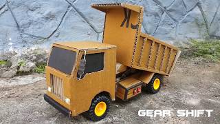 HOW TO MAKE DC MOTOR DUMP TRUCK WITH CARD BOARD  DIY RC TRUCK WITH CARDBOARD BOX [upl. by Mariana956]