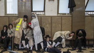 UltraOrthodox Jews celebrate Purim holiday in Jerusalem [upl. by Pomfret40]