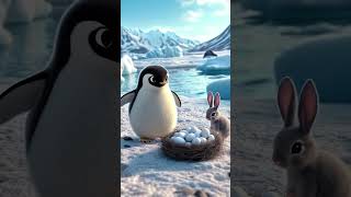 Bunny And Penguin Share A Cozy Igloo 🐰🐧 nature animals winter cute bunny rabbit funny [upl. by Notniuqal]