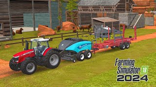 Making Straw Bales for Cow with Massey Ferguson  Farming Simulator 18 [upl. by Kcoj817]