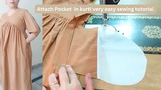 Kurti में pocket attach करने का सबसे आसान तरीका  how to attach pocket in kurti  pocket in kurti [upl. by Vasileior]