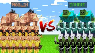 ARMY HOGLINS vs ARMY ZOMBIE  Minecraft Mob Battle [upl. by Ayvid]