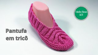 Pantufa de tricô muito fácil [upl. by Adnolahs]