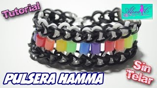 ♥ Tutorial Pulsera de gomitas con hamma beads sin telar ♥ [upl. by Ashlie]