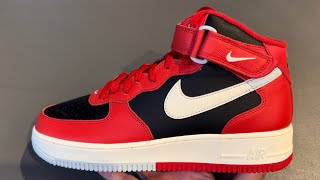 Nike Air Force 1 Mid Split Bred Black Red Shoes [upl. by Eryn]