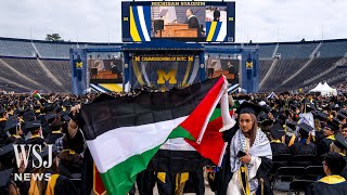 Graduates Stage Protest at University of Michigan Commencement  WSJ News [upl. by Martina]