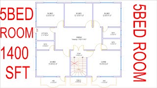 HOUSE PLAN DESIGN  EP 99  1400 SQUARE FEET 5 BEDROOMS HOUSE PLAN  LAYOUT PLAN [upl. by Dorie]