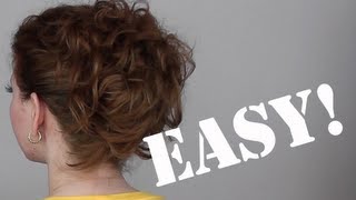 Hair Tutorial A Quick Easy and Messy Updo for Curly Hair [upl. by Landrum]