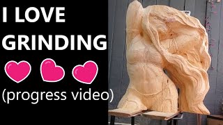 Female Figure Woodcarving I LOVE GRINDING grind carving tools art [upl. by Birch293]