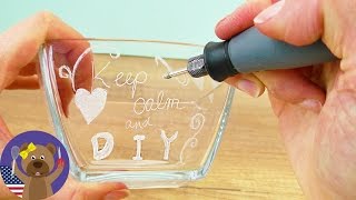 DIY Gift Idea ENGRAVING GLASS  Testing Dremel 3000 [upl. by Ahsenrac]