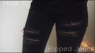 DIY  Distressed Ripped Black Jeans [upl. by Whipple]