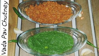 2 types Chutney for Vada Pav  CoconutGarlic chutney  coriander chutney [upl. by Lyris]