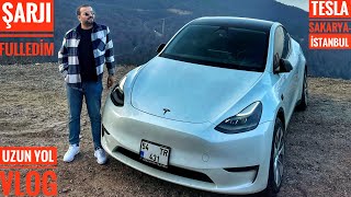 TESLA’NIN DEPOYU 100 DOLDURUP YOLA ÇIKTIM  KAÇ KM GİTTİ  SAKARYAİSTANBUL VLOG  KIŞIN TÜKETİM [upl. by Heer]