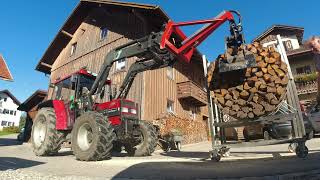 Brennholz schneidenStihl 056BündelgerätKellerschacht aushebenCase IHKettenzug Firewood storage [upl. by Beitnes]