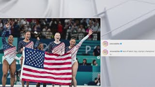 Simone Biles throws shade at former teammate MyKayla Skinner after Olympic gold [upl. by Oir]