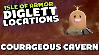 COURAGEOUS CAVERN  DIGLETT LOCATIONS  Pokémon Sword Isle of Armor Expansion 100 Walkthrough [upl. by Natrav]