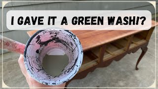 Toning Down Cherry Wood With a Green Wash Buffet Furniture Flip [upl. by Etnor]