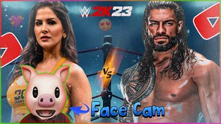 FACECAM  Roman Reigns VS BabyDoll  Tables Match  WWE 2K23  WWE Yard [upl. by Lleda]