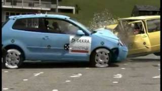 Volkwagen Polo 9N Vs Volkwagen Golf MkI Frontal Offset Impact DEKRA Crash Test [upl. by Ellekcir555]