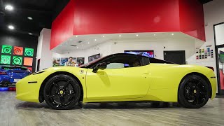 Ultimate TransformationFerrari 488 Hexis Lemon Yellow Vinyl Wrap Custom Soundsystem Ceramic Pro PPF [upl. by Bolt492]