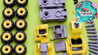 Lets Build 3 Construction Trucks Easy StepByStep Trucks for Preschoolers No Music [upl. by Marjana]