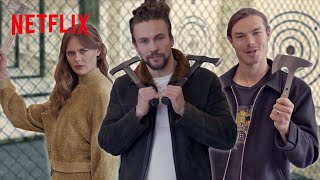 Vikings Valhalla Stars Go AxeThrowing  Netflix [upl. by Silverman]